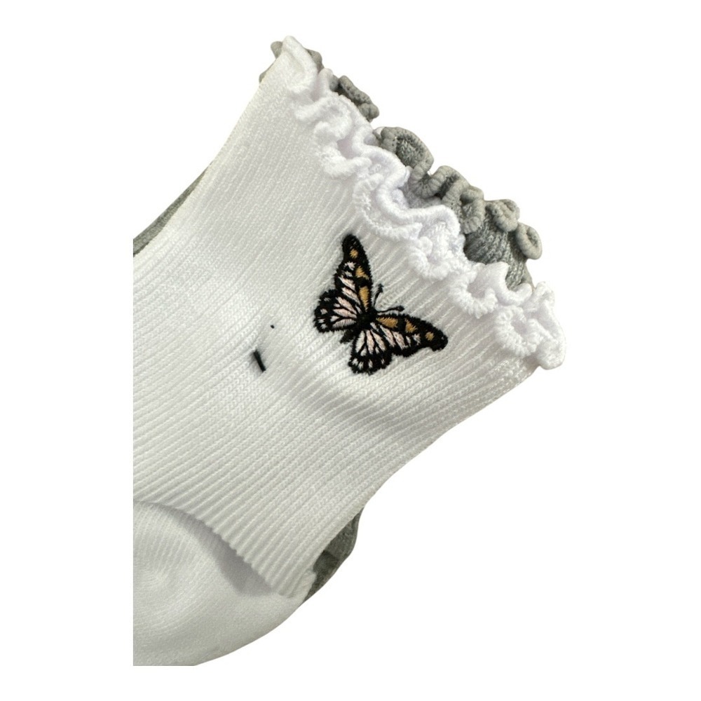 Steve Madden Butterfly Ruffle Womens Crew Socks, Size 5-10 - Picture 3 of 5